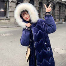 Женская зимняя куртка, пальто, большой меховой воротник, с капюшоном, пальто для беременных, свободный, сохраняющий тепло пуховик, 2019, Женская куртка для беременных женщин 2024 - купить недорого