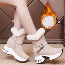 Bota feminina de inverno, bota feminina de neve com plataforma de pele peluda, grossa e quente, calçado feminino para mulheres 2024 - compre barato