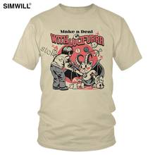 Humor Lucifer Devil рубашка для мужчин, Модная хлопковая Футболка с рисунком кошки демона, футболка с коротким рукавом и вырезом лодочкой, стильная футболка большого размера для взрослых, топы 2024 - купить недорого