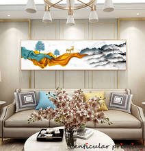 Póster de lona de arte de pared dorado de lujo nórdico, pintura abstracta moderna, impresión de imágenes de pared, decoración de sala de estar, pintura en lienzo de ciervo 2024 - compra barato