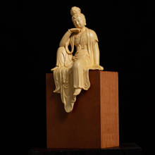 13 см Guanyin Bodhisattva резьба из самшита, статуя Будды, предметы домашнего декора, скульптурные аксессуары из твердой древесины 2024 - купить недорого