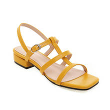 Sandalias de tacón alto de talla grande para mujer, zapatos de verano, sandalias romanas con punta cuadrada y suelas planas 2024 - compra barato