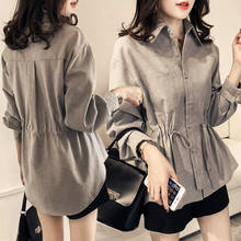 Blusas femininas de moda 2020, blusas de botão em estilo coreano, camisa de tamanho grande, elegante, com manga comprida, blusa peplum, plus size, roupa feminina 2024 - compre barato