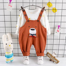 Autumn Fashion Baby Boys Girls Clothes Children Candy Colors Shirt BEAR bib Pants overalls Sets Kids Toddler Cotton Tracksuits 2024 - buy cheap