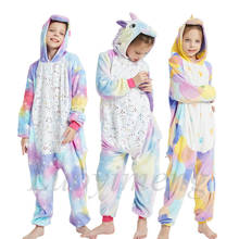 Пижама-Кигуруми для мальчиков и девочек, фланелевая, в виде единорога 2024 - купить недорого