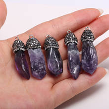 Natural Stone Amethysts Pendants Irregular shape Exquisite Charm For jewelry making DIY necklace Earring accessories 2024 - buy cheap