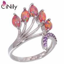 CiNily Created Orange Fire Opal Purple Zircon Silver Plated Wholesale Hot Sell for Women Jewelry Gift Ring Size 5-12 OJ6377 2024 - buy cheap