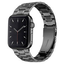 Ремешок для часов Apple Watch 5 Band 44 мм 40 мм 42 мм 38 мм, однотонный браслет из нержавеющей стали для iWatch Series 5 4 3 2 1 для мужчин и женщин 2024 - купить недорого