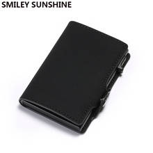 RFID Card Holder Men Wallets Money Pocket Bag Short Black Trifold Leather Smart Purse Male Mini Thin Slim Pull Out Wallet Hand 2024 - buy cheap