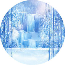 Round Backdrop Cover Winter Snowflake Ice Frozen Backdrop Princess Birthday Baby Shower Photo Background Circle Cake Table Decor 2024 - buy cheap