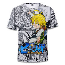 Camiseta con estampado de los Seven Deadly Sins para mujer y hombre, camiseta informal de anime japonés, camisetas populares de moda 2024 - compra barato