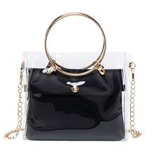 Lady Fashion Shoulders bag for woman Jelly Package Handbag Small Transparent Purse Mobile Phone Metal Ring Messenger Bag NEW 2024 - buy cheap