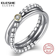 ELESHE Engagement Wedding Jewelry Accessories Cubic Zirconia Twist Cross Ring Beaded 925 Sterling Silver Rings For Women Bijoux 2024 - buy cheap
