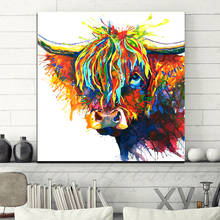Watercolor Highland Cow Animal Oil Painting Canvas Posters and Prints Cuadros Wall Art Pictures for Living Room Home Decoration 2024 - compre barato