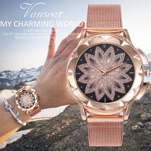 Vansvar Brand Women Rose Gold Flower Rhinestone Wrist Watches Luxury Casual Female Quartz Watch Relogio Feminino Drop Shipping 2024 - buy cheap