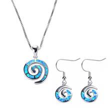 Elegant Necklaces With Earrings Jewelry Set Fashion Imitation Fire Opal Spiral Pendant Necklace/Earrings For Women Accessories 2024 - buy cheap