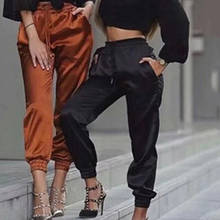 Summer Satin Cargo Pants Women Europe Loose Casual Sport Women Joggers Streetwear Cargo Pants Women 2024 - buy cheap