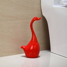 Soporte de cepillo de inodoro de cisne de plástico de cerámica, herramienta de limpieza del hogar divertida para baño creativo, cepillo de limpieza-Rojo 2024 - compra barato