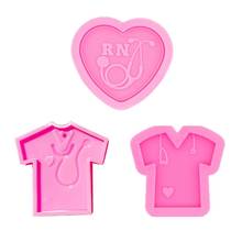 3Pcs/Set DIY Crafts Crystal Epoxy Resin Mold Nurse Shirt Love Heart Stethoscope Keychain Pendant Casting Silicone Mould 2024 - buy cheap