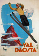 Vintage 1935 Val D'Aosta Italy Italian Ski Skiing Travel Art Film Print Silk Poster Home Wall Decor 24x36inch 2024 - buy cheap