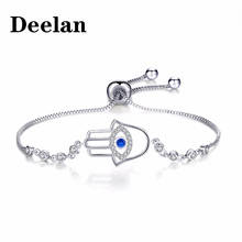 DEELAN Charm Bracelet for women Evil Eye CZ Zircon Blue Crystal Hamsa Hand Jewelry girl fashion Adjustable Bracelets jewellery 2024 - buy cheap