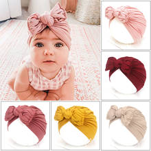 Newborn Baby Girls Boys Turban Cap Hats Cotton Solid Bow Knot Infant Toddler Beanies Caps Autumn Skullies Beanies Hats 0-2Y 2024 - buy cheap