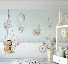 Papel tapiz grande personalizado, mural 3D, globo de aire caliente, decoración interior nórdica para habitación de niños 2024 - compra barato