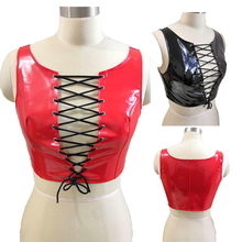 Corsé gótico Steampunk para mujer, corpiño de vendaje con deshuesado en la cintura, corsés rojos, chaleco de PVC, ceñido, Tops negros de realce de pecho 2024 - compra barato