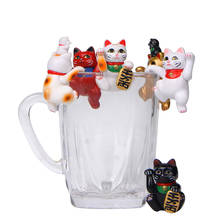 1pc New Cartoon Lucky Cats Model Figurines The Edge of Cup Kitten Action Figure Dolls PVC Decor Miniatures Craft Ornaments Gifts 2024 - buy cheap