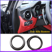 Cubierta de anillo de salida de aire lateral para Alfa Romeo Stelvio/Giuli, piezas de modificación Interior de coche de fibra de carbono Real, 2017-2020 2024 - compra barato