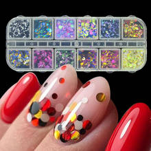 Juego de 12 colores en 3D, lentejuelas brillantes, 1/2/3mm, para manicura 2024 - compra barato