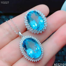 KJJEAXCMY Fine Jewelry 925 sterling silver inlaid natural blue topaz new girl lovely pendant ring set support test hot selling 2024 - buy cheap