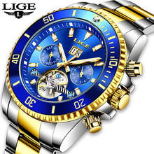 LIGE 2021 Luxury Mens Mechanical Wristwatch Stainless Steel Waterproof Business Sport Watch Top Brand Men Watches Reloj Hombre 2022 - buy cheap