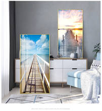 Blue Sea Seagulls Brown Boardwalks White Cloud Modern Abstract porch Living Room Decorative Pictures Elk flying silk art mural P 2024 - buy cheap