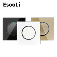 EsooLi-Interruptor de luz de pared con indicador LED, pulsador de Panel de cristal, 1 entrada, 1 vía, botón de encendido/apagado aleatorio 2024 - compra barato