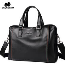 BISON DENIM Genuine Leather Men Bag Laptop Briefcase Male Famous Brand Crossbody Bag Business Men's Handbag Shoulder Bag N2739-4 2024 - buy cheap