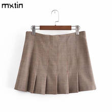 2021 Women Vintage Kawaii Office Wear Houndstooth Mini Skirt e High Waist Side Zipper Female Japanese Style Skirts Mujer 2024 - buy cheap