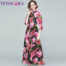 TESSCARA-vestido Floral elegante para mujer, vestido largo Maxi Vintage de alta calidad para fiesta, vestido de gasa de diseñador para mujer 2024 - compra barato