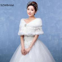 New Arrival Ivory Feather robe Bolero women Faux fur coat Bridal fur shawl wedding Capa Cheap Wedding accessories 2024 - buy cheap