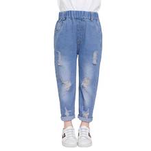 Bebê meninos meninas calças de brim 3-15 t crianças primavera comprimento total denim calças de cintura elástica moda meninas calças adolescentes otwers ativo 2024 - compre barato