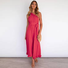 Summer Women One-Shoulder Solid Dress Slim Diagonal Collar Sleeveless Long Dresses High Waist Casual Plus Size Streetwear Dress 2024 - buy cheap