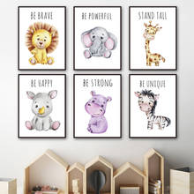 Lion Elephant Giraffe Hippo Zebra Quotes Nursery Wall Art Canvas Painting Posters And Prints Wall Pictures Baby Kids Room Decor 2024 - buy cheap