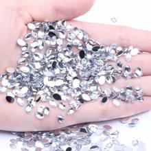 Crystal 4*6mm 200pcs Oval Earth Facets Acrylic Rhinestones Flat Back For Nails Art Glue On Beads DIY Jewelry Making 2024 - buy cheap