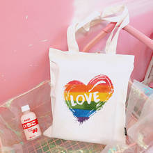 Kawaii Love Rainbow Print Shoulder Canvas Bags College Style Crossbody Large Capacity Handbag Cute Casual Funny Women Bag Purse 2024 - buy cheap