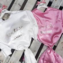 Personalizado vestidos de novia de plata hermosa despedida de soltera recuerdos para fiesta regalo braidsmaid de dama de honor de blush camisón 2024 - compra barato