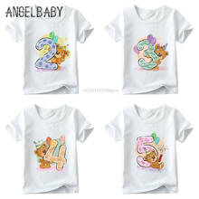 Girls Birthday Bear Number 1-9 Bow Print T shirt Baby Summer T-shirt,Kids Cartoon Winnie Birthday Present Cute Clothes,ooo5237 2024 - buy cheap