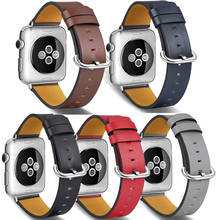For Apple Watch Leather band strap series 7/6/5/4/3/2/1 40/44MM/41/45MM Strap for Apple iwatch Series 42/38MM black red brown 2024 - buy cheap