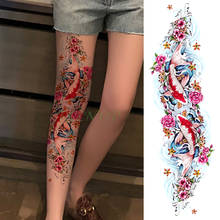 Waterproof Temporary Tattoo Sticker carp fish flower full arm fake tatto flash tatoo sleeve large size for girl men women lady 2024 - buy cheap