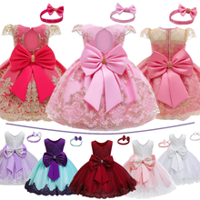 Платье принцессы на 1-й второй день рождения для маленьких девочек, 12 месяцев, новорожденных, Рождественский наряд для крещения, комплект одежды 2024 - купить недорого