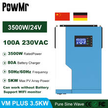 PowMr-inversor híbrido 3500W 24VDC MPPT 100A, cargador Solar sin conexión a la red, 50Hz 230Vac/60Hz, puede funcionar sin batería y soporta WIFI 2024 - compra barato